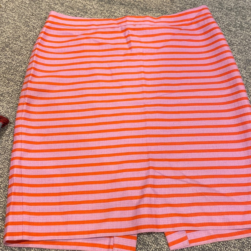 JCrew striped linen pencil skirt